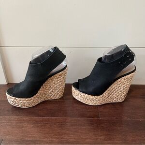 L’AGENCE  black wedge sandals sz 8